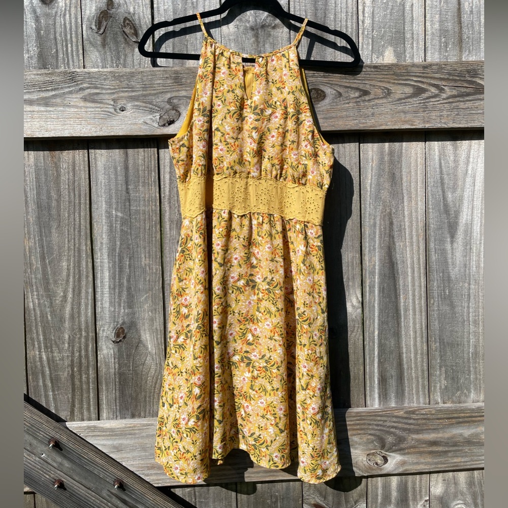 Miami Yellow Floral Midi Dress Size M